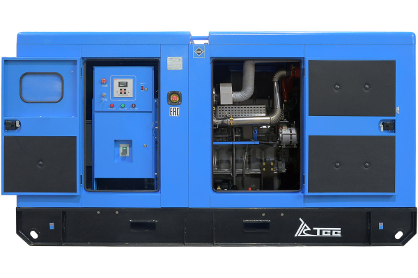 Дизельный генератор ТСС ЭД-150-Т400 с АВР в шумозащитном кожухе на прицепе 025140 4-х тактный фото