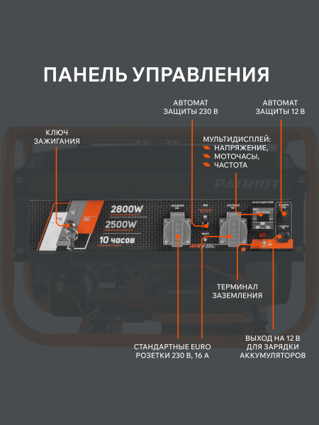 Бензиновый генератор PATRIOT GRS 3500 E 2-х тактный фото