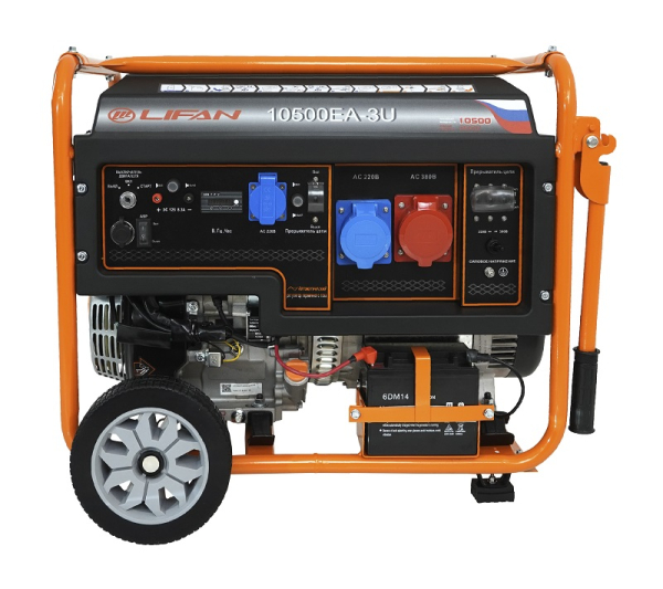 Бензиновый генератор Lifan 10500EA-3U с датчиком моточасов (с мощн без огранич при 1-но и 3-х фазном режиме) 4-х тактный фото