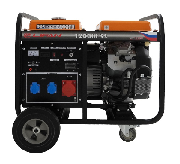 Бензиновый генератор Lifan 12000E3A передвижной фото