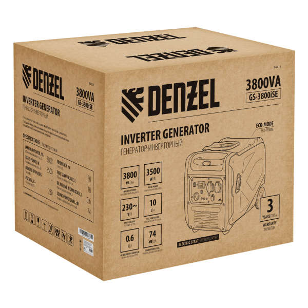 Бензиновый инверторный генератор DENZEL GS-3800iSE для дачи фото